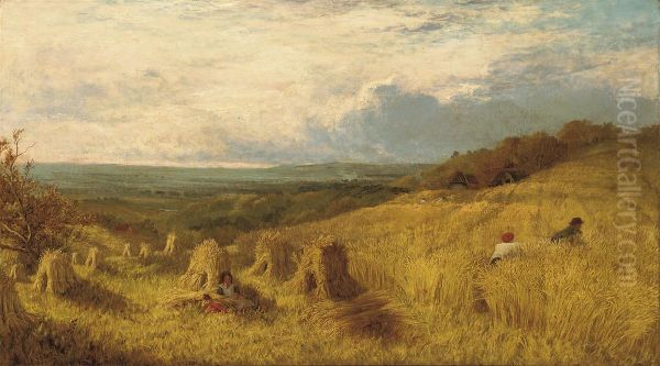 Gathering The Harvest Oil Painting by George Lucas