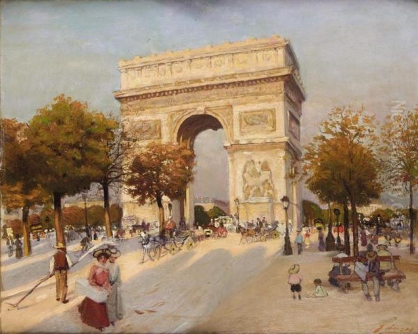 L'arc De Triomphe, Paris Oil Painting by Jean Lucas