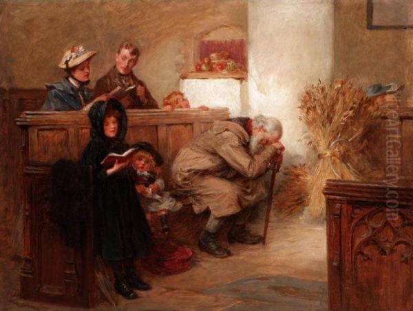 The Final Harvest Hour Oil Painting by Marie Ellen Seymour Lucas