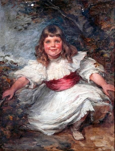 A Portrait Of Sarita Ward As A Child Oil Painting by Marie Ellen Seymour Lucas