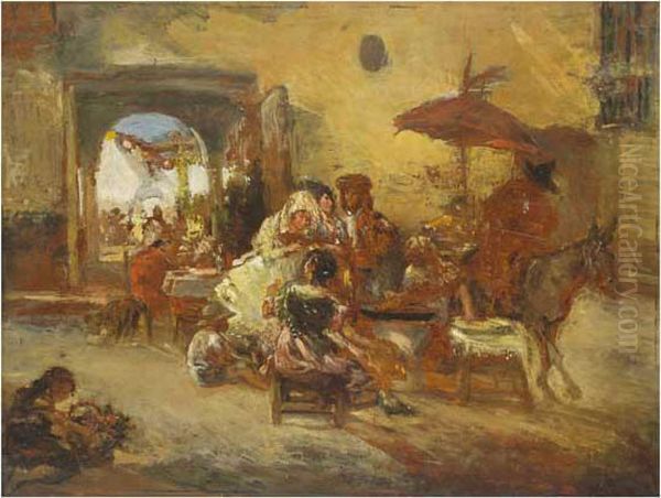 Vieja Friendo Churros Oil Painting by Eugenio Lucas Velasquez