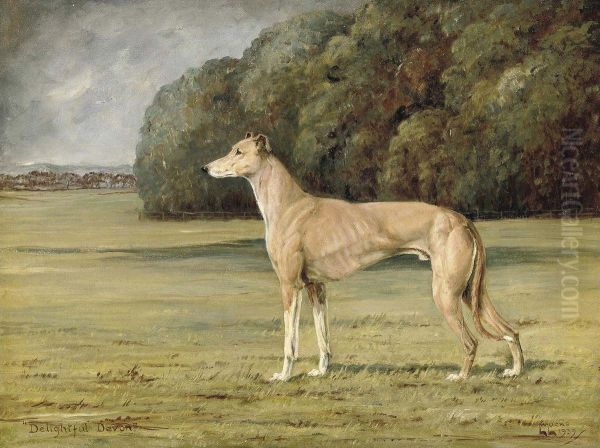 Delightful Devon, Winner Of The Waterloo Cup Oil Painting by William Lucas