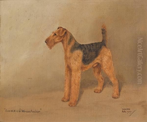 Champion Wrose Anchor, A Prize Airedale Oil Painting by William Lucas