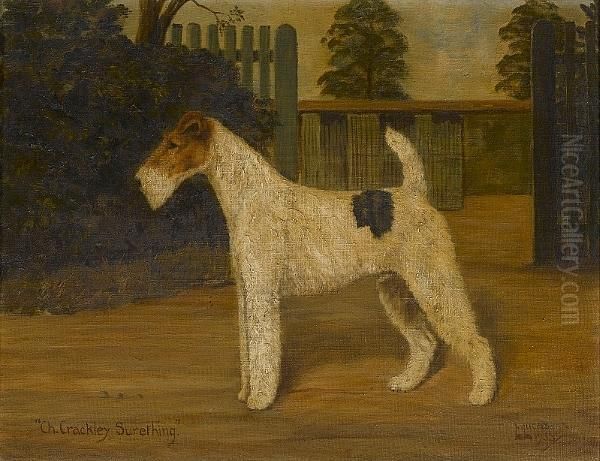 A Portrait Of The Champion Wire-haired Fox Terrier 'crackley Surething' Oil Painting by William Lucas