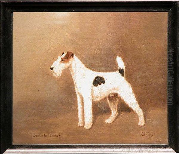 'burdeston Banker', A Wirehaired Fox Terrier Oil Painting by William Lucas