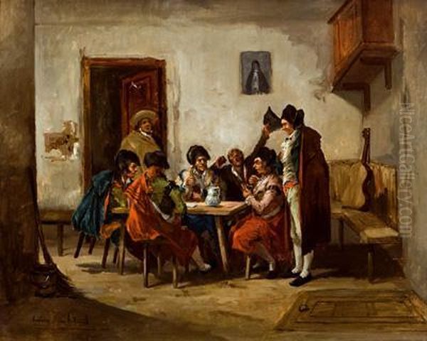 Escena De Taberna Oil Painting by Eugenio Lucas Villamil