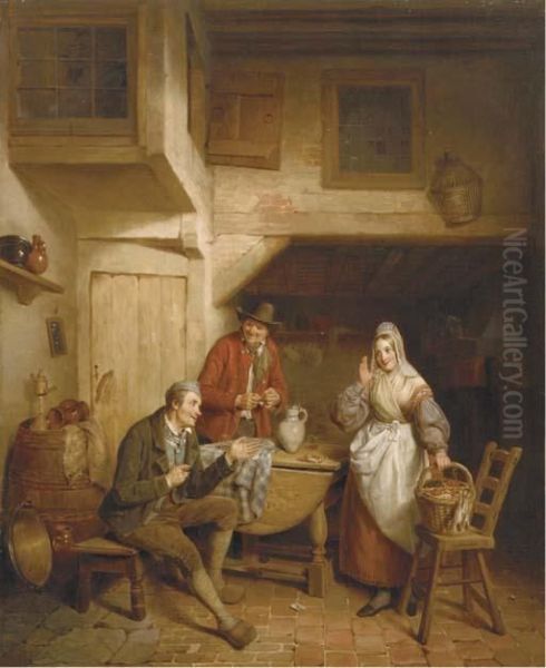 La Jeune Marchande De Crevettes Oil Painting by Frans Josef Luckx