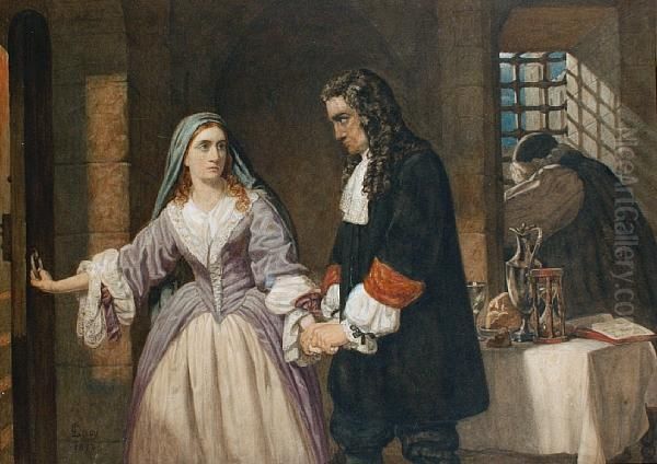 The Parting Of Lord And Lady Russell Oil Painting by Charles Lucy