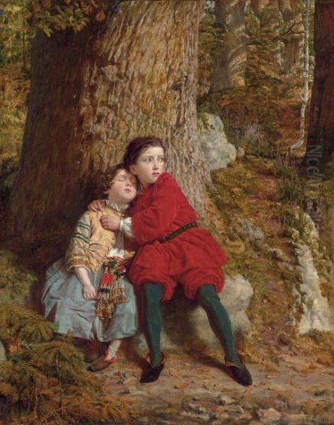 Children In The Wood Oil Painting by Charles Lucy