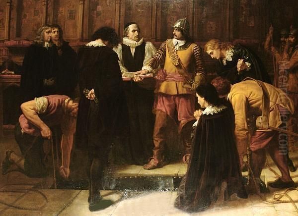 The Burial Of King Charles The First Oil Painting by Charles Lucy