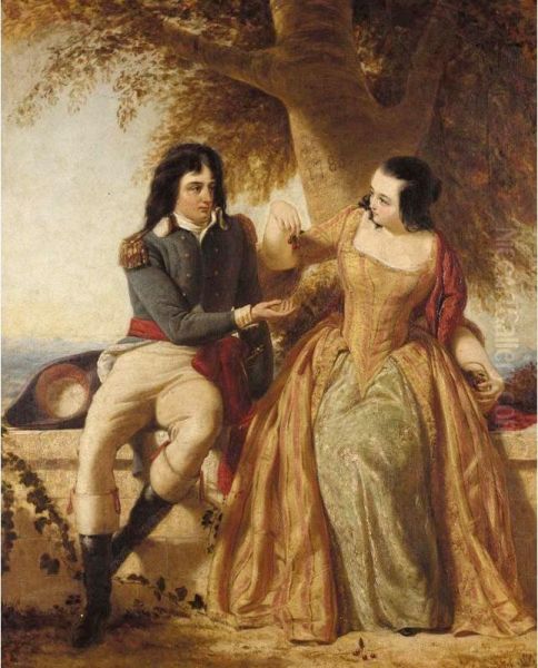 A Lady And Gentleman Seated Under A Tree, Said To Be The Count And Countess Rapp Oil Painting by Charles Lucy