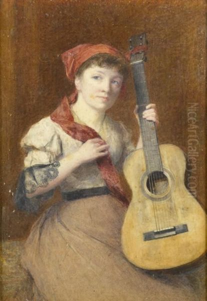 The Guitarist Oil Painting by Max Ludby