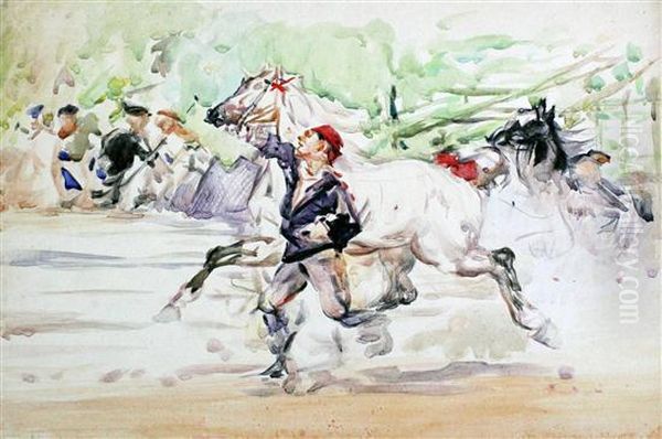 Gipsies And Horses Oil Painting by Albert Ludovici