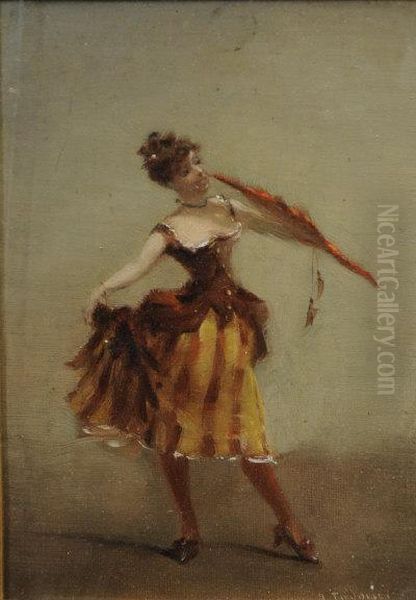 Dancer With A Fan Oil Painting by Albert Ludovici