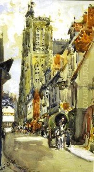 Street Scene Oil Painting by Albert Ludovici