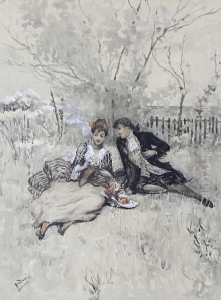 The Picnic; The Suitor Oil Painting by Albert Ludovici