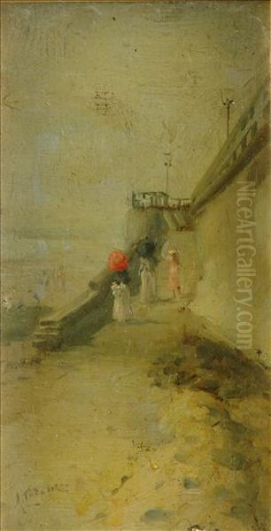 Sr. The Steps From The Beach Oil Painting by Albert Ludovici