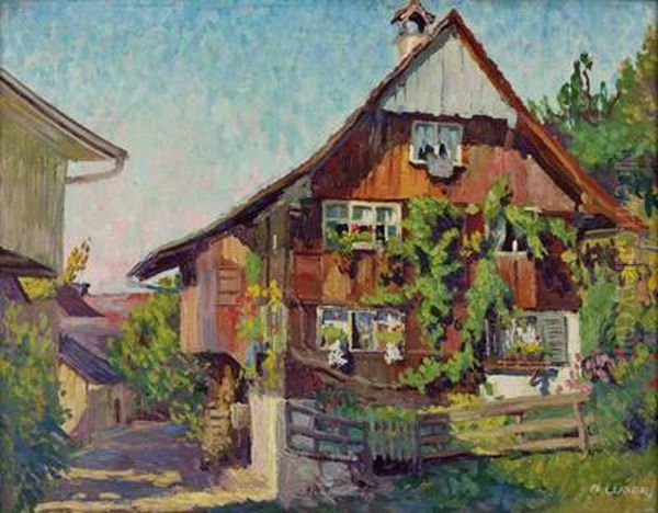 Hauser Am Stadtrand Von Dornbirn Oil Painting by Alfons Luger