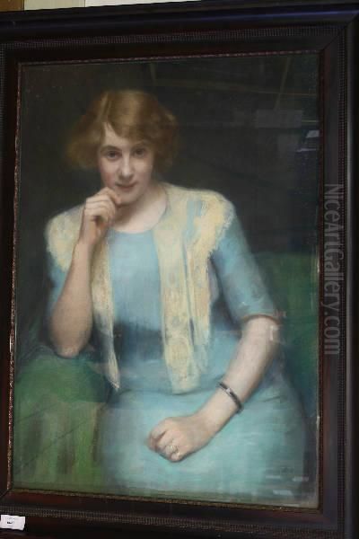 Portret Van Dame In Blauwe Japon by Hermann Lugt