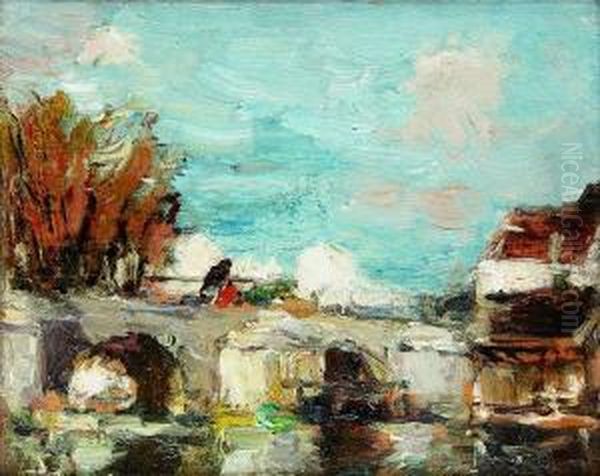 Le Pont De Moret Sur Loing Oil Painting by Ferdinand Jean Luigini