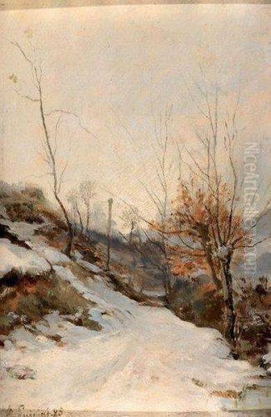 Chemin De Montagne Enneige Oil Painting by Ferdinand Jean Luigini