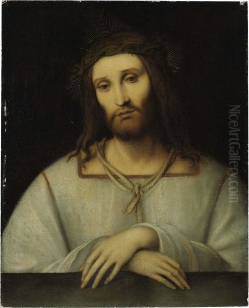 Christ As Man Of Sorrows Oil Painting by Bernardino Luini