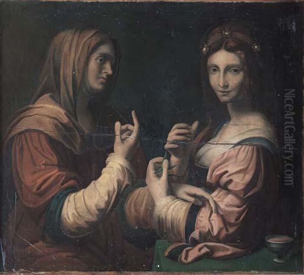 Vertumno E Pomona Oil Painting by Bernardino Luini