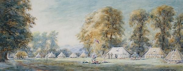 Headquarters India Contingent Camp, Hampton Court 1919 Oil Painting by William Luker