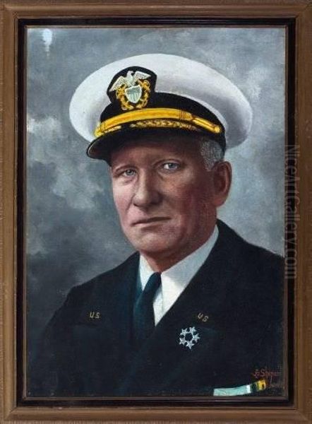 Portrait Ofadmiral Chester W. Nimitz Oil Painting by William Luker