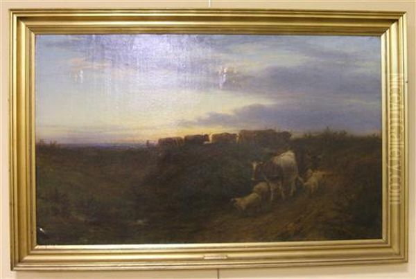 Cattle Returning Home-evening Oil Painting by William Snr Luker