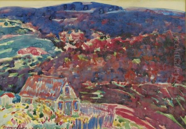 Purple Hills Oil Painting by George Luks