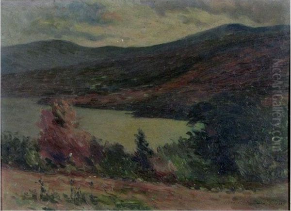 Landscape With Distant Mountains And Lake by Harriet Randall Lumis