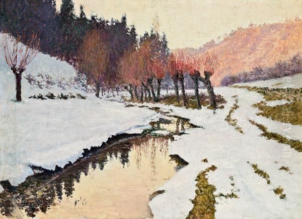 Winterlandschaft Mit Weiden Oil Painting by Paul Lumnitzer