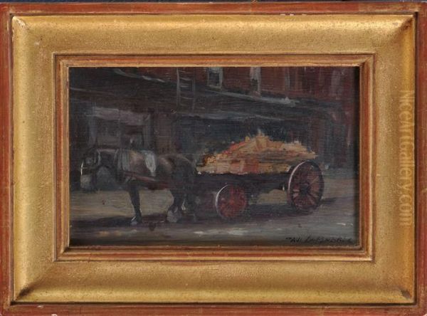 Horse Cart Oil Painting by Paul Lumnitzer