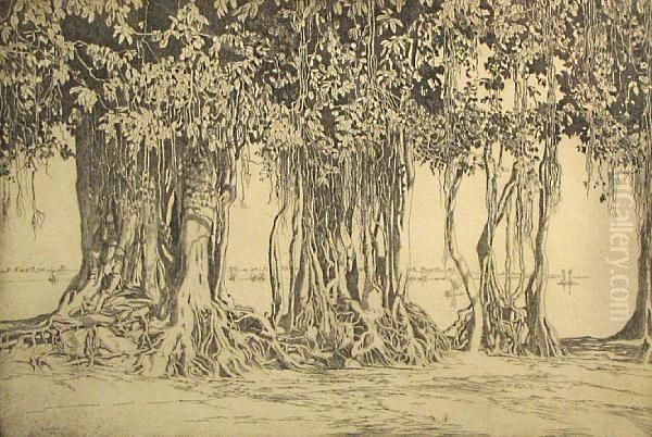 The Banyan Tree Oil Painting by Ernest S. Lumsden