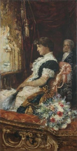 En El Palco (in The Theatre Box) Oil Painting by Juan Luna y Novicio