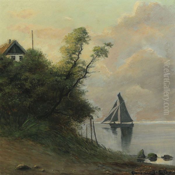 Coastal Scenery Oil Painting by Carl Ove Julian Lund