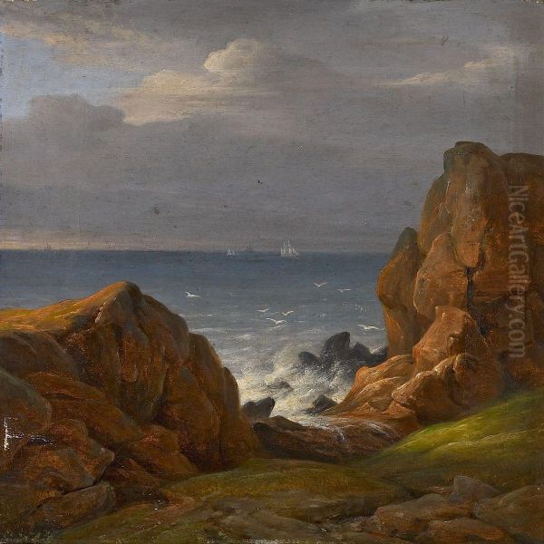 Landscapefrom Kullen Oil Painting by Johan Ludvig G. Lund