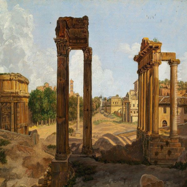 View Of The Roman Forum Oil Painting by Troels Lund