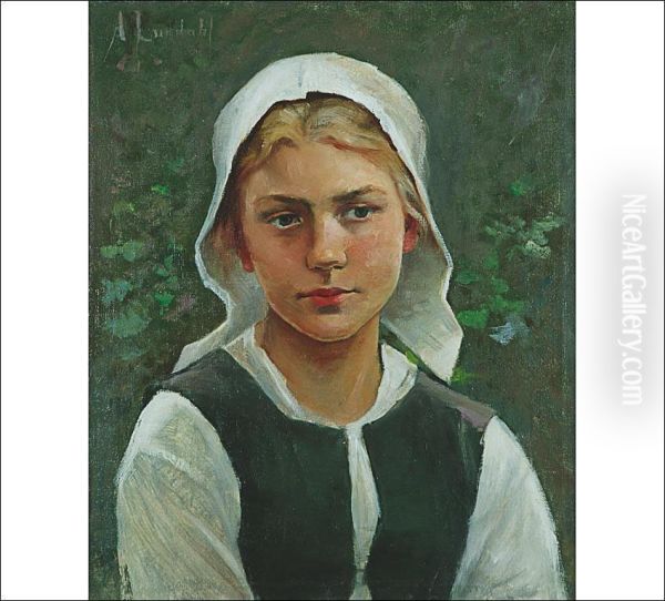 Girl From Bretagne Oil Painting by Amelia H. Lundahl