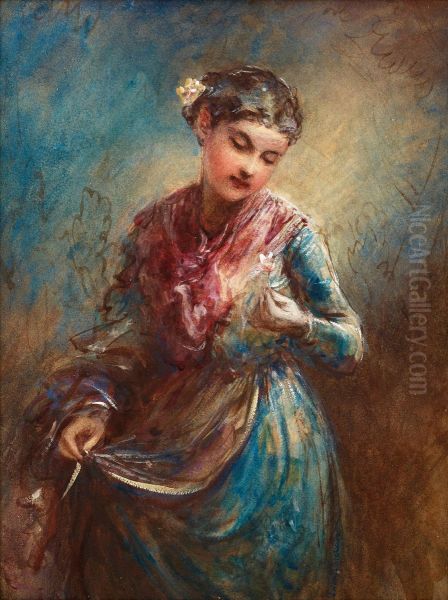 Indian Girl Oil Painting by Egron Sellif Lundgren