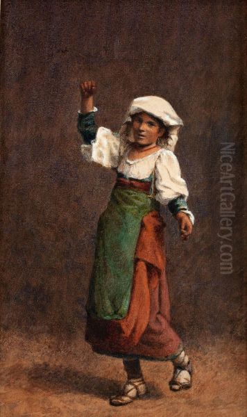 Italian Girl Dancing Oil Painting by Egron Sellif Lundgren