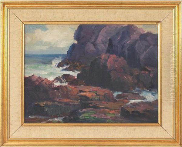 Coastal Scene Oil Painting by Leon Lundmark