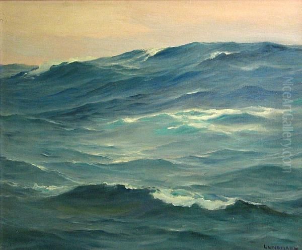 Pacific Ocean (end Of The Storm) Oil Painting by Leon Lundmark