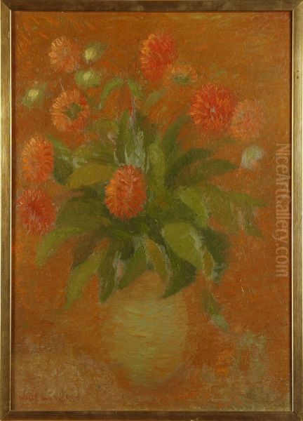 Blomsterstilleben -monument Symphonique Op 65 Oil Painting by Knut Lundstrom