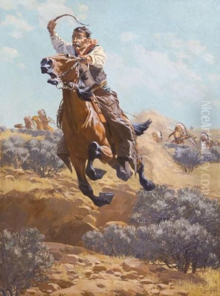 On The Warpath Oil Painting by Fernand Harvey Lungren