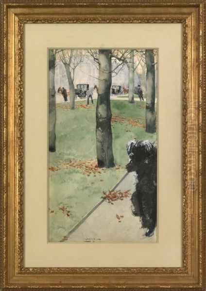 Park Scene Oil Painting by Fernand Harvey Lungren