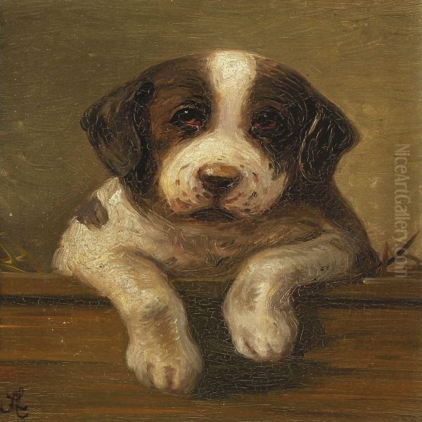 Puppy Oil Painting by Agnes Lunn