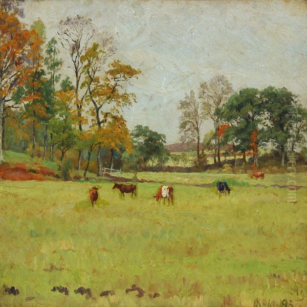 Landscape With Cows Oil Painting by Agnes Lunn