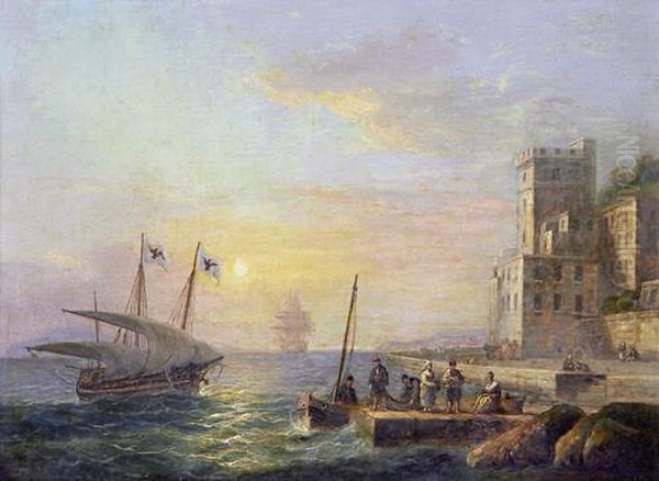 Ships Returning To Port Oil Painting by Thomas Luny